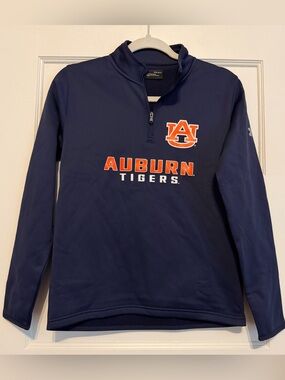 Under Armour Auburn Tigers Youth Large ColdGear 1/4 Zip Pullover Navy YLG
